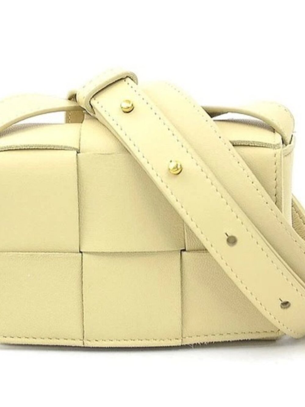 Auth BOTTEGAVENETA Candy Cassette Shoulder Bag Beige Leather - h32162k